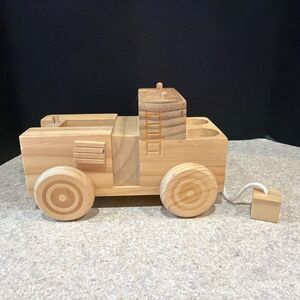 Wooden Fire Truck- handmade pull toy